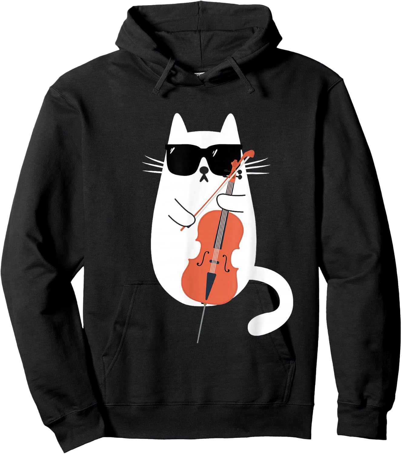 Funny Cat Wearing Sunglasses Playing Cello Cellist Musician Hoodie - Hoodie | Black