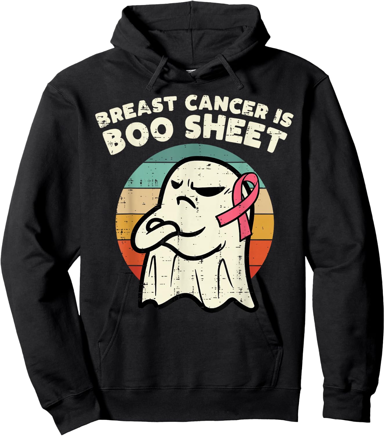 Breast Cancer Boo Sheet Ghost Retro Awareness Men Women Kids Hoodie - Hoodie | Black