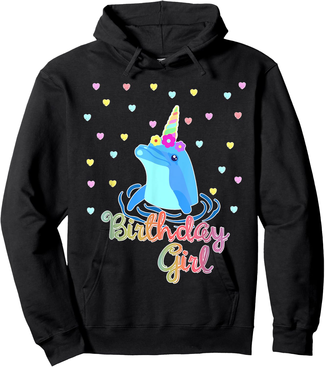 Dolphin Unicorn Birthday Party Outfit Hoodie - Hoodie | Black