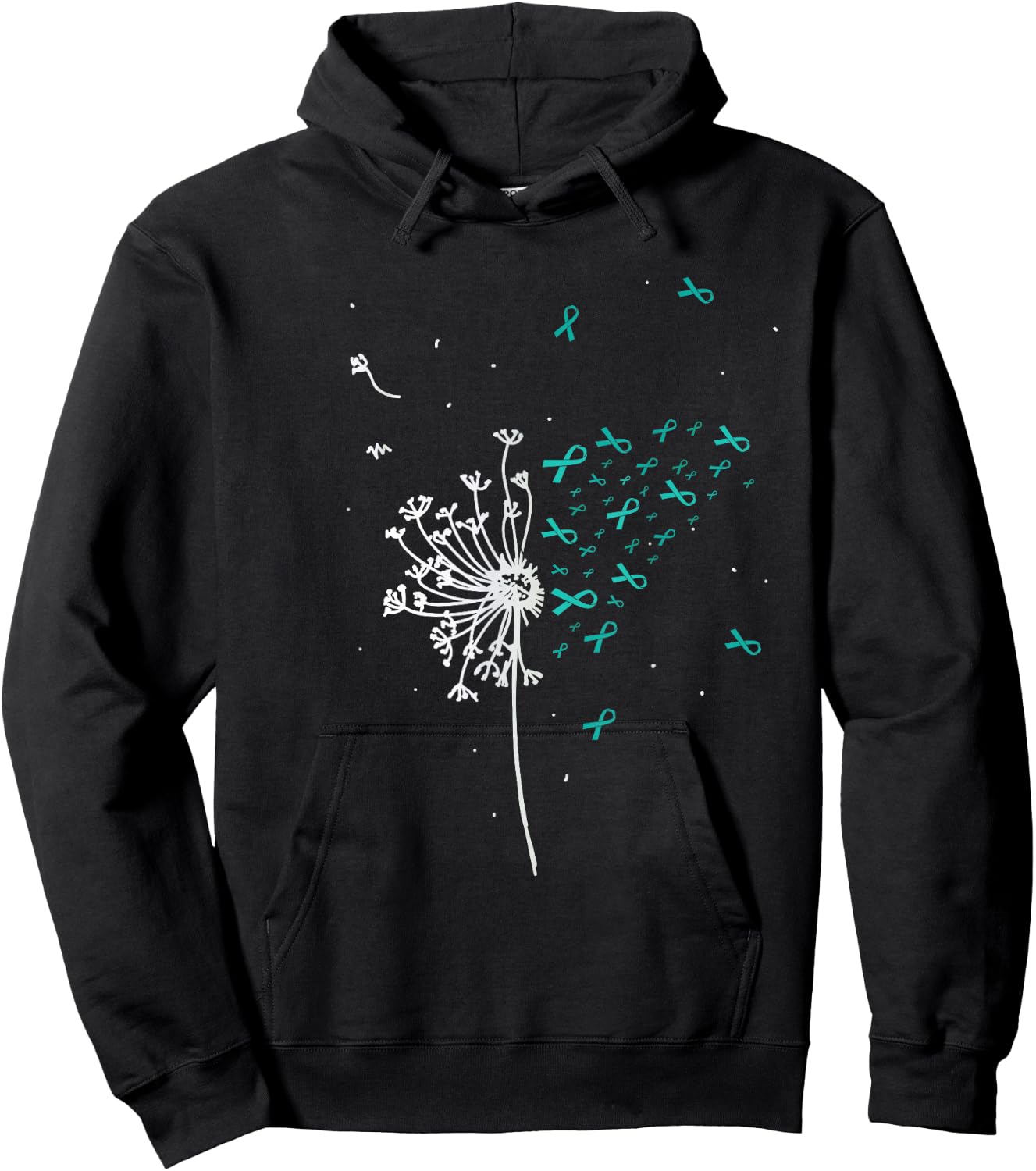 Dandelion Teal Ribbon Cool Ovarian Cancer Awareness Gifts Hoodie - Hoodie | Black