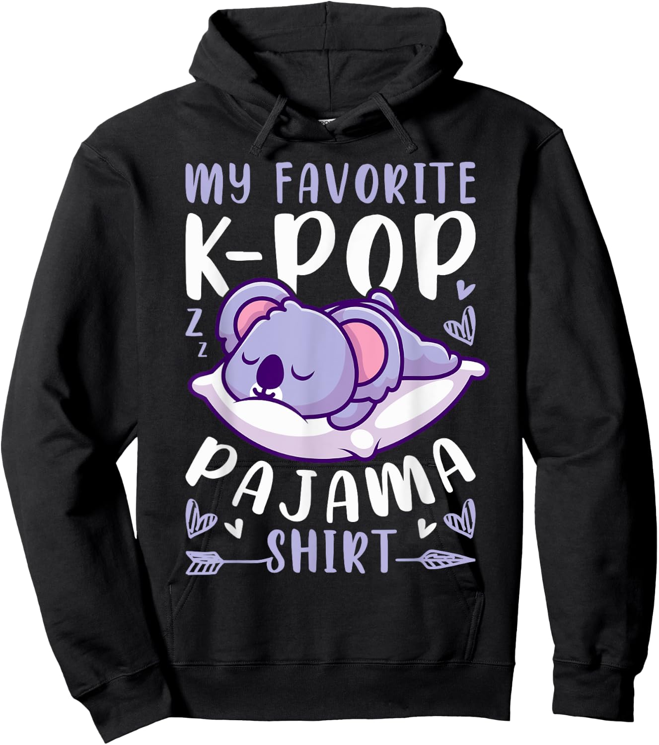 K-Pop Music, Sleeping Koala, K-Pop Pajama Hoodie - Hoodie | Black