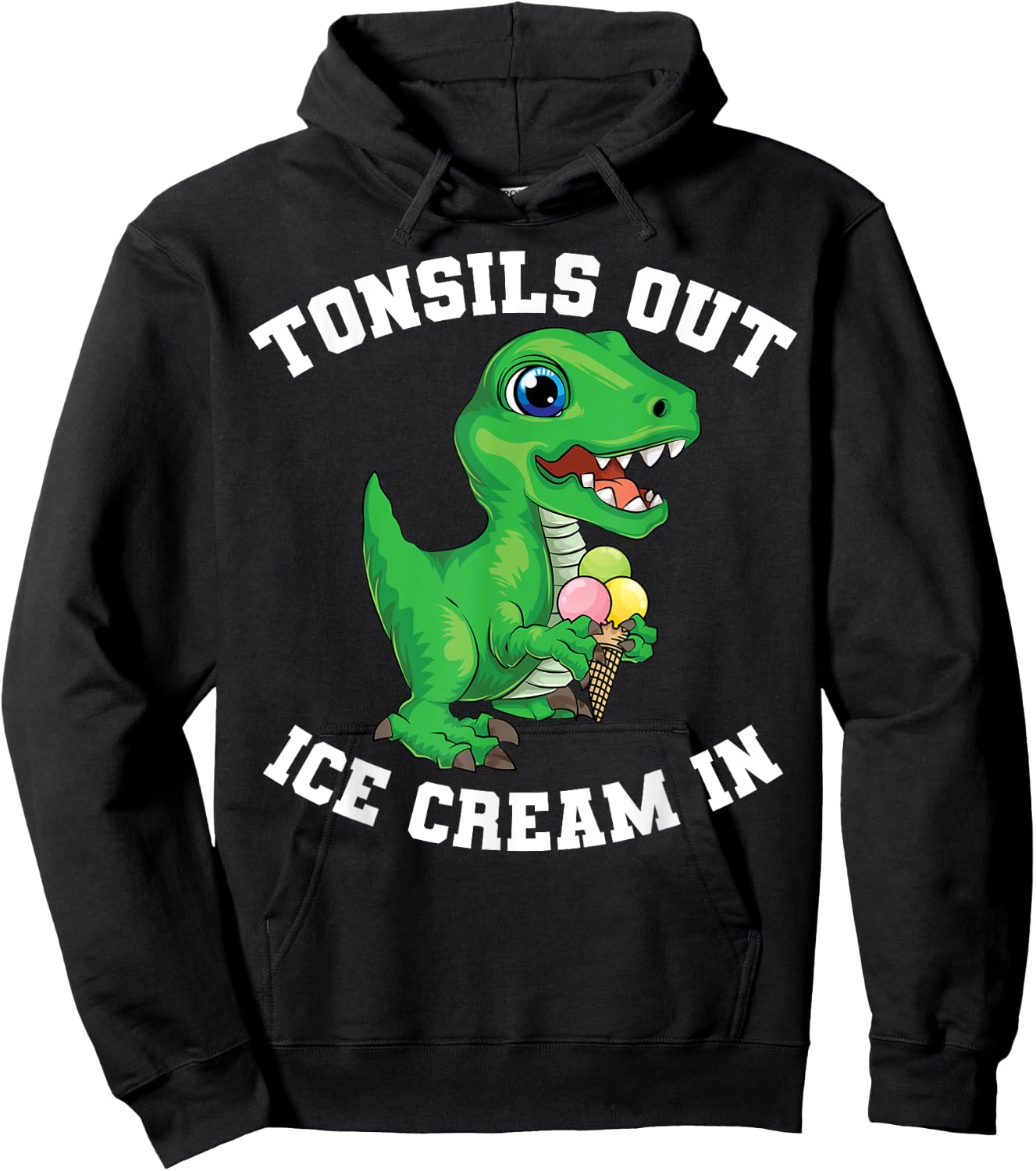 Get Well Gifts Kids Tonsils Dinosaur Tonsillectomy Surgery Hoodie - Hoodie | Black