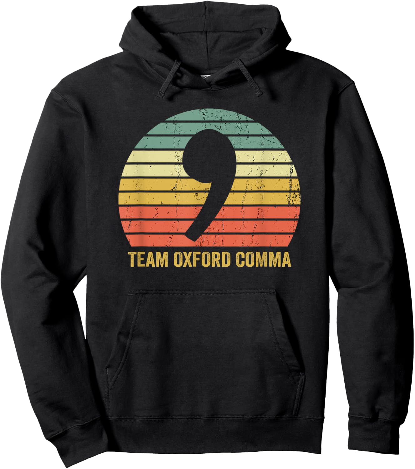 Vintage Team Oxford Comma Grammar Police English Nerd Gift Hoodie - Hoodie | Black