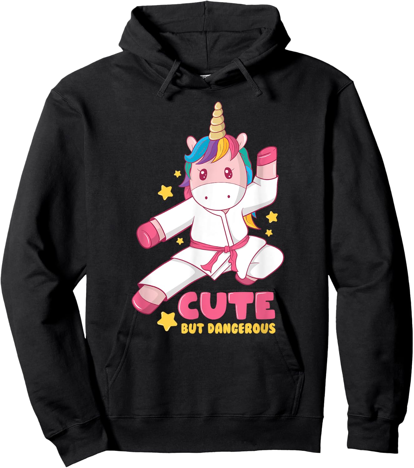 Cute But Dangerous Funny Girls Karate Unicorn Love Hoodie - Hoodie | Black
