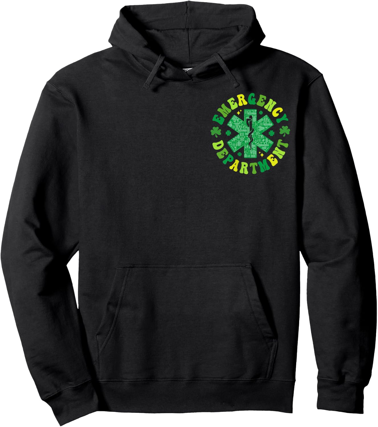 Emergency Department St Paddy's Day Outfits Adults Black Short Sleeve Small Regular Themed Hoodie - Hoodie | Black