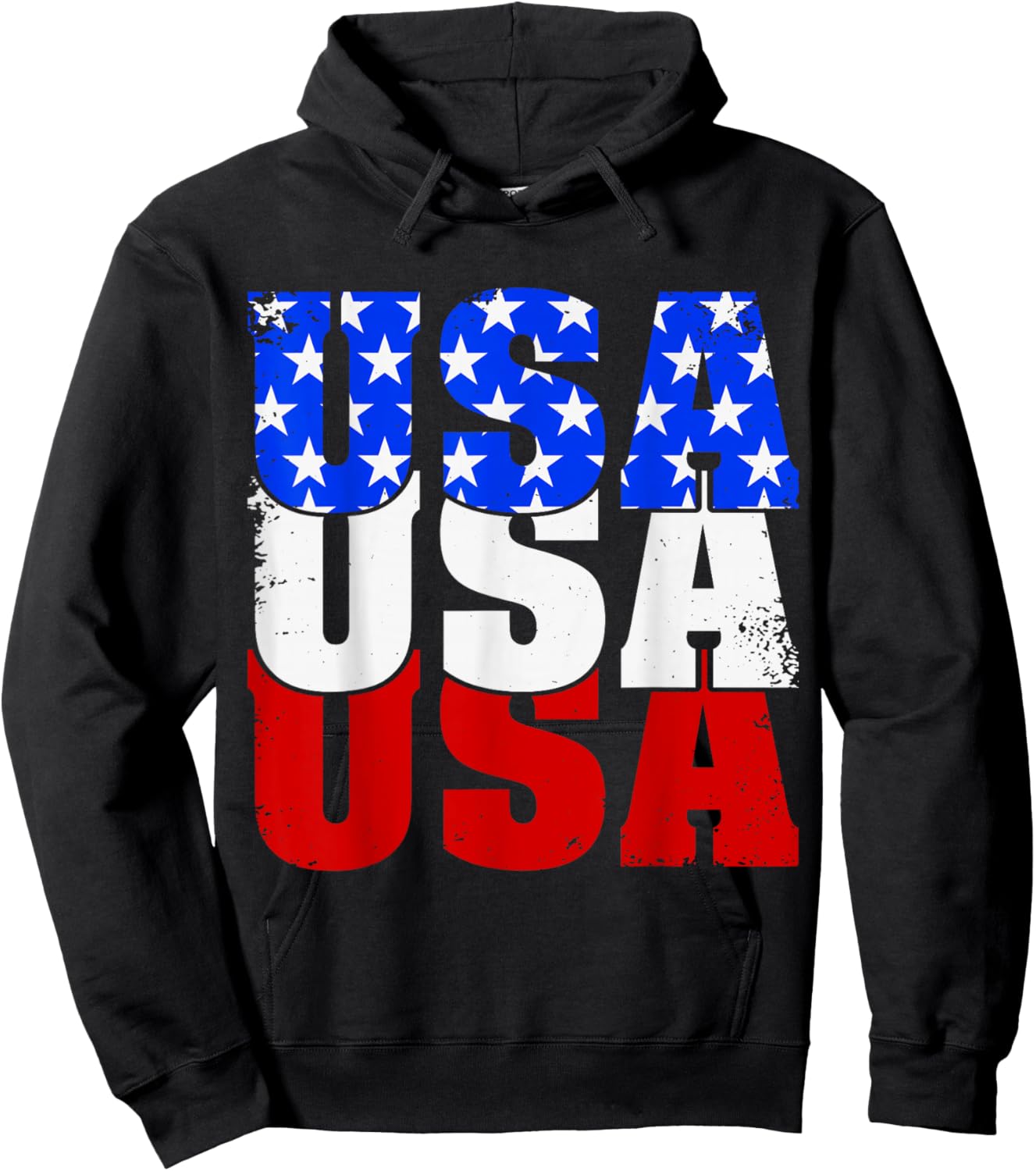 USA Patriotic American Flag Men Women 4th of July America Hoodie - Hoodie | Black