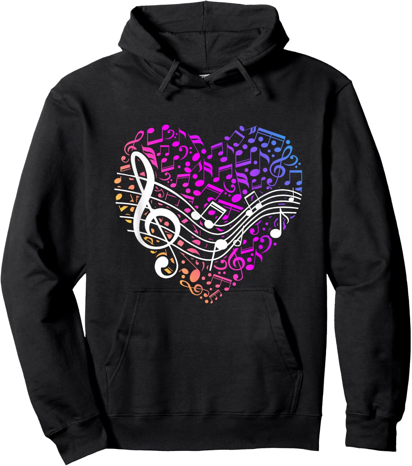 Music Heart Gift Valentine's Day Treble Clef Hoodie - Hoodie | Black