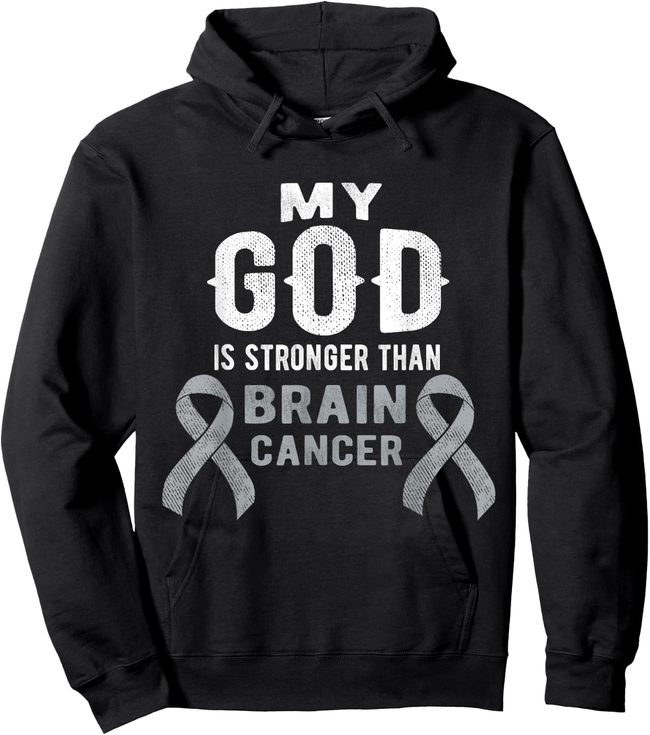 My God Is Stronger Than Brain Cancer Survivor Christian Hoodie - Hoodie | Black