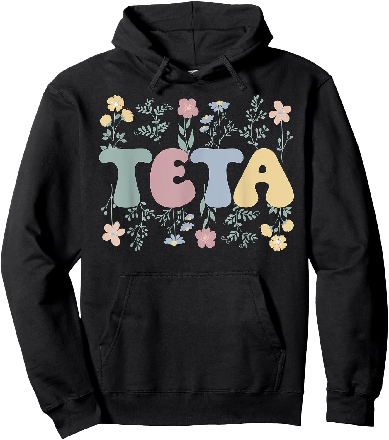 Teta Flowers Teta Aunt Teta Auntie Hoodie - Hoodie | Black