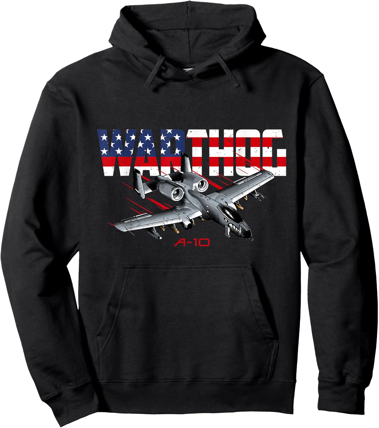 Military Airplane A-10 Warthog American Flag Hoodie - Hoodie | Black