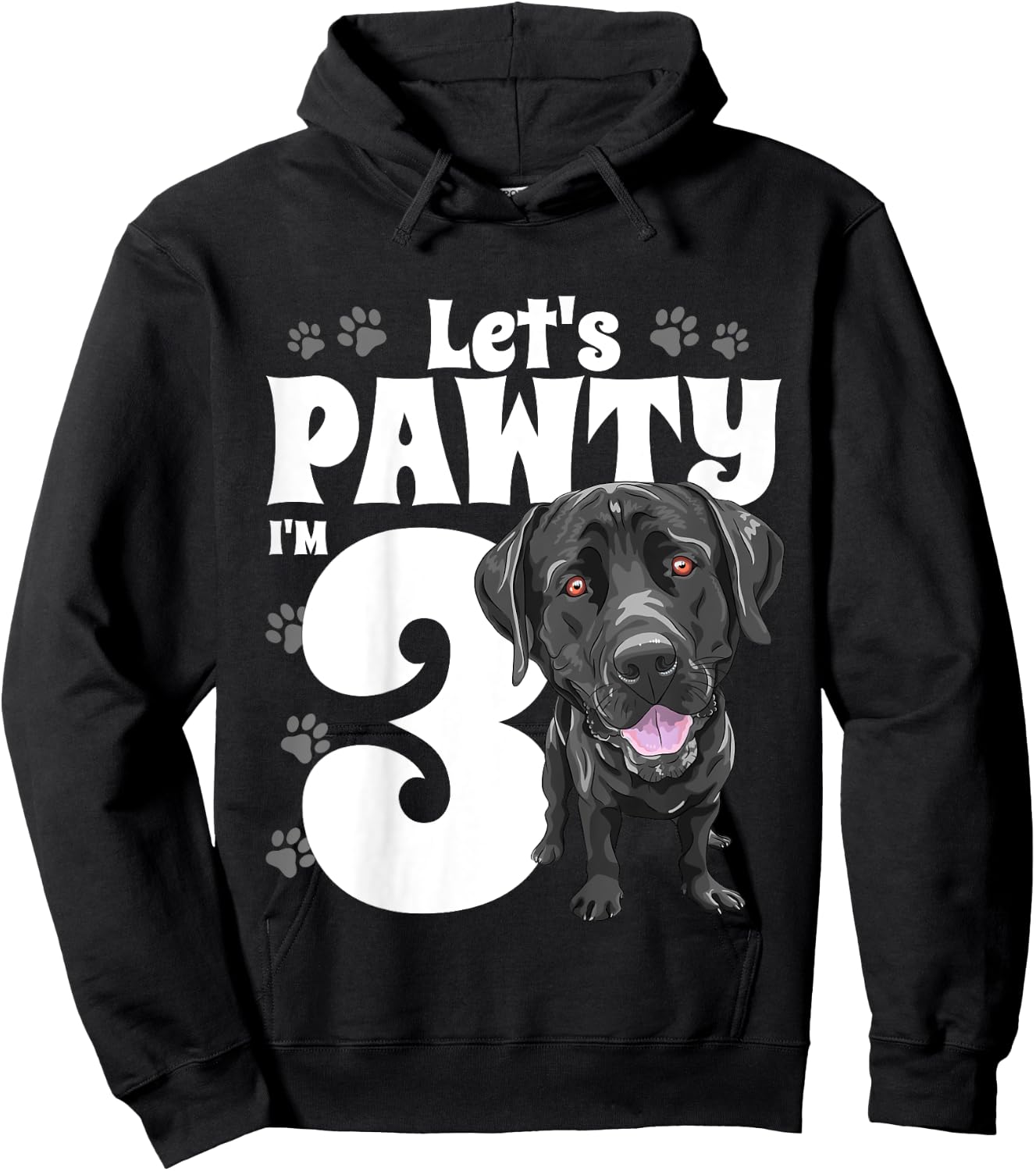 3 Year Old Black Lab Dog Birthday Pawty Labrador 3rd Gift Kids Hoodie - Hoodie | Black