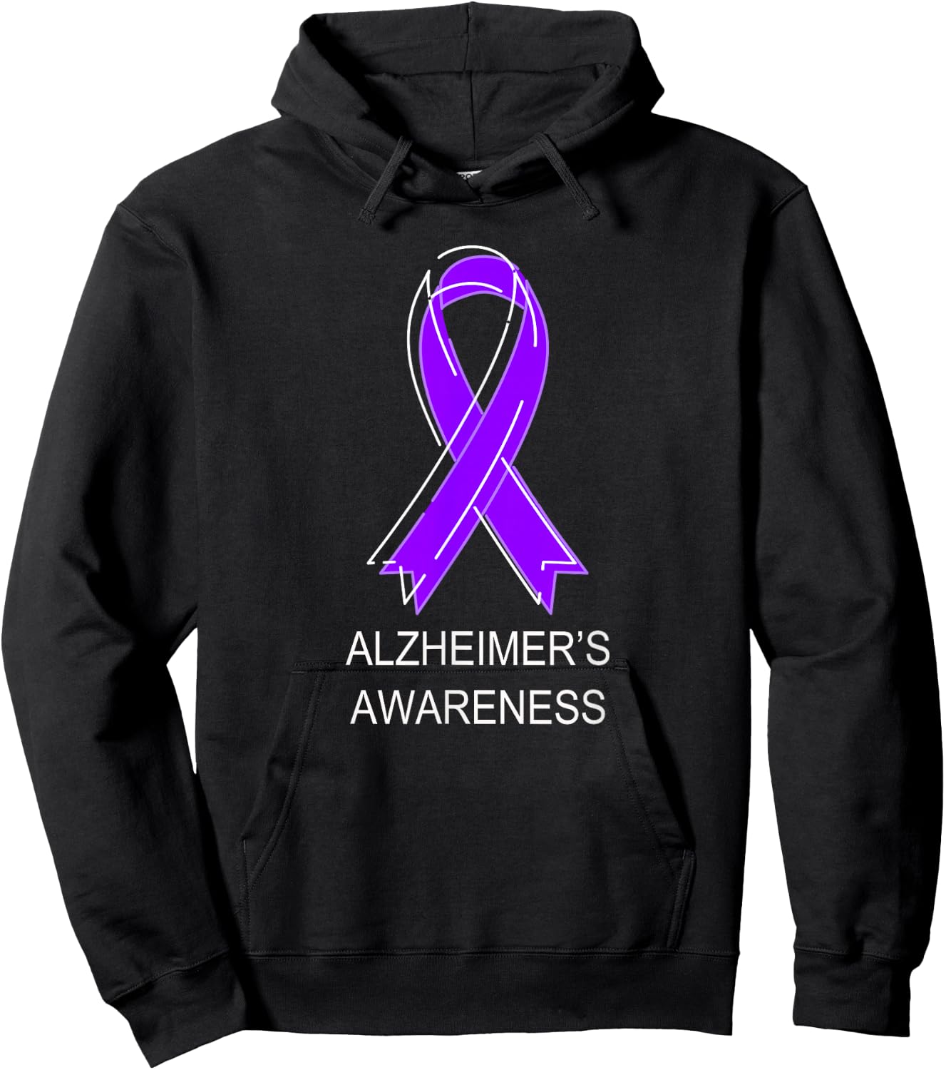 Alzheimer's Awareness Purple Ribbon Hoodie - Hoodie | Black