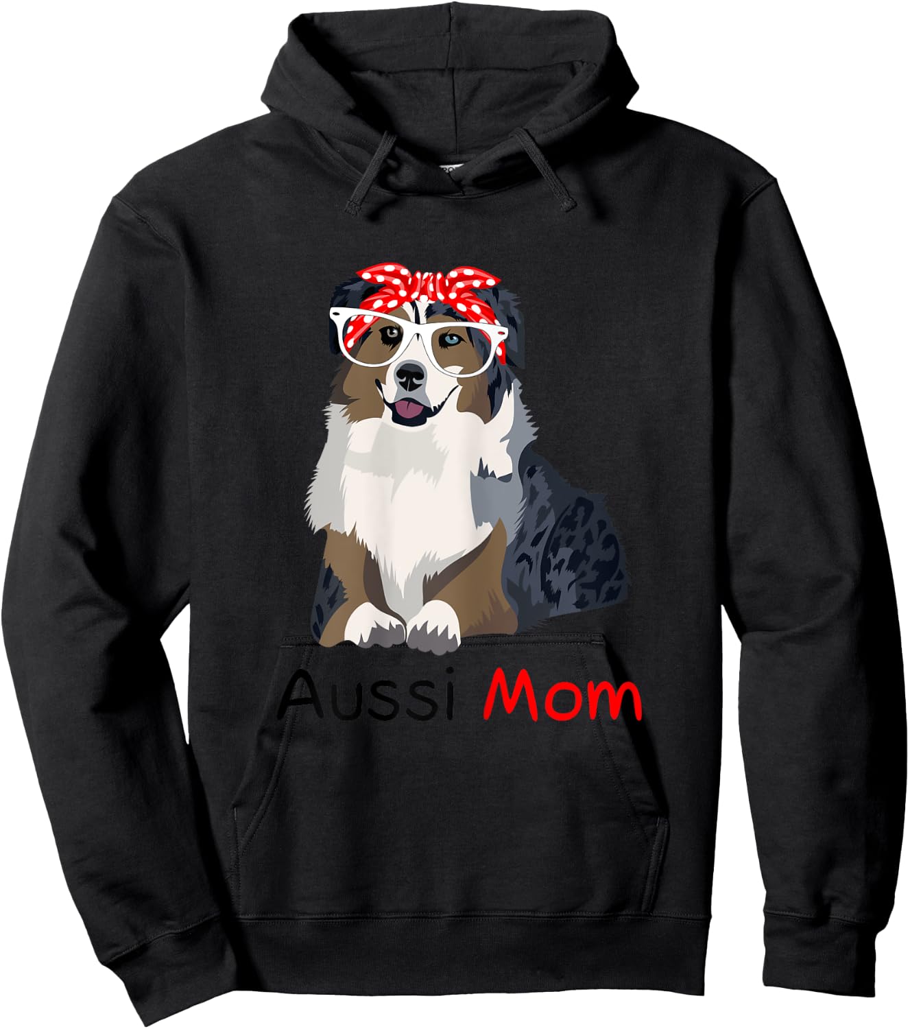 Aussie Mom Dog Bandana Pet Lover Aussie Hoodie - Hoodie | Black