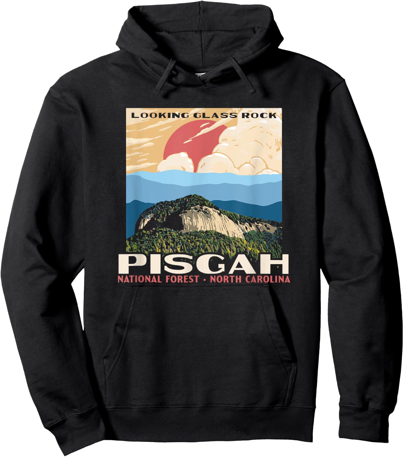 Retro Pisgah National Forest WPA Style Vintage Graphic Hoodie - Hoodie | Black