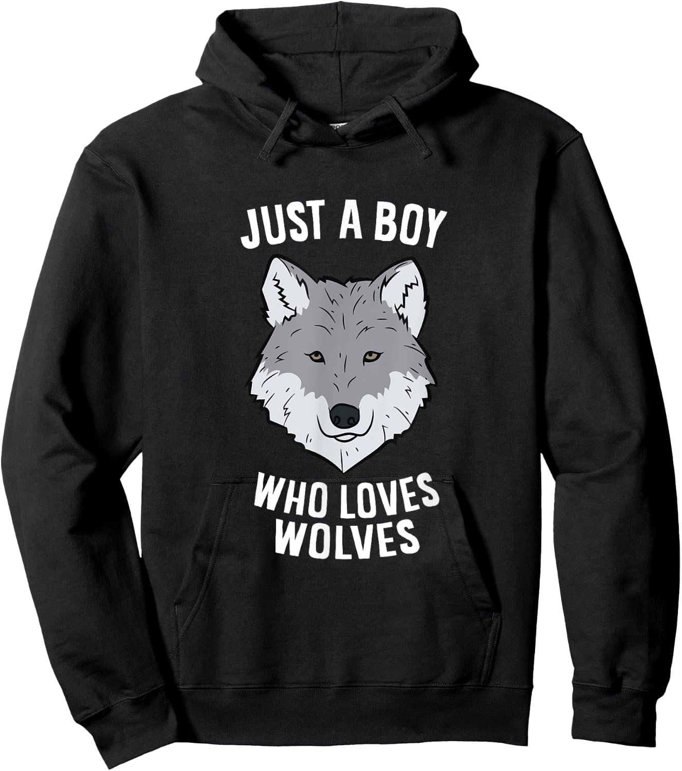 Just A Boy Who Loves Wolves Funny Wolf Boy Hoodie - Hoodie | Black