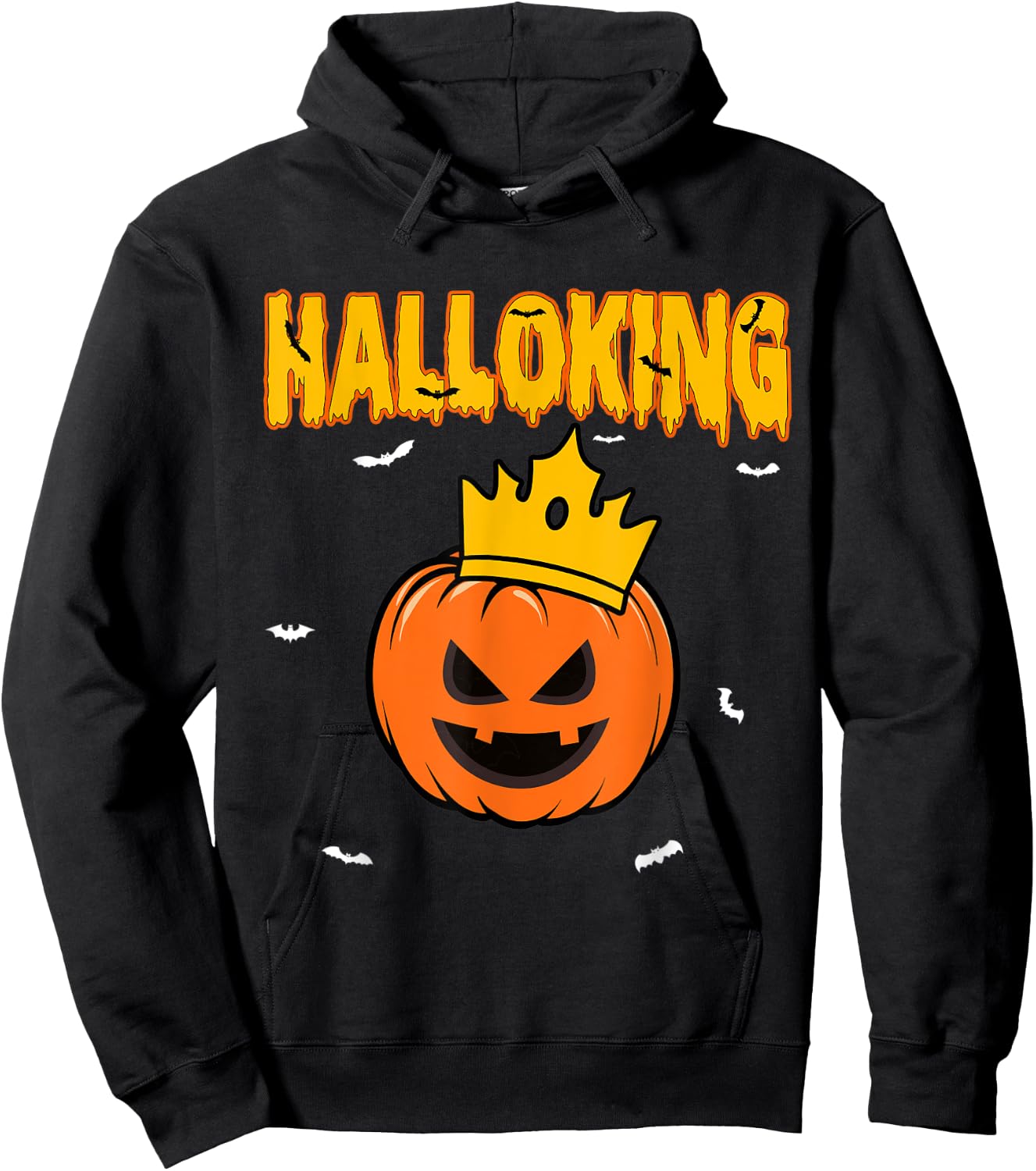 Halloking Halloween King Evil Pumpkin with Vintage Crown Hoodie - Hoodie | Black