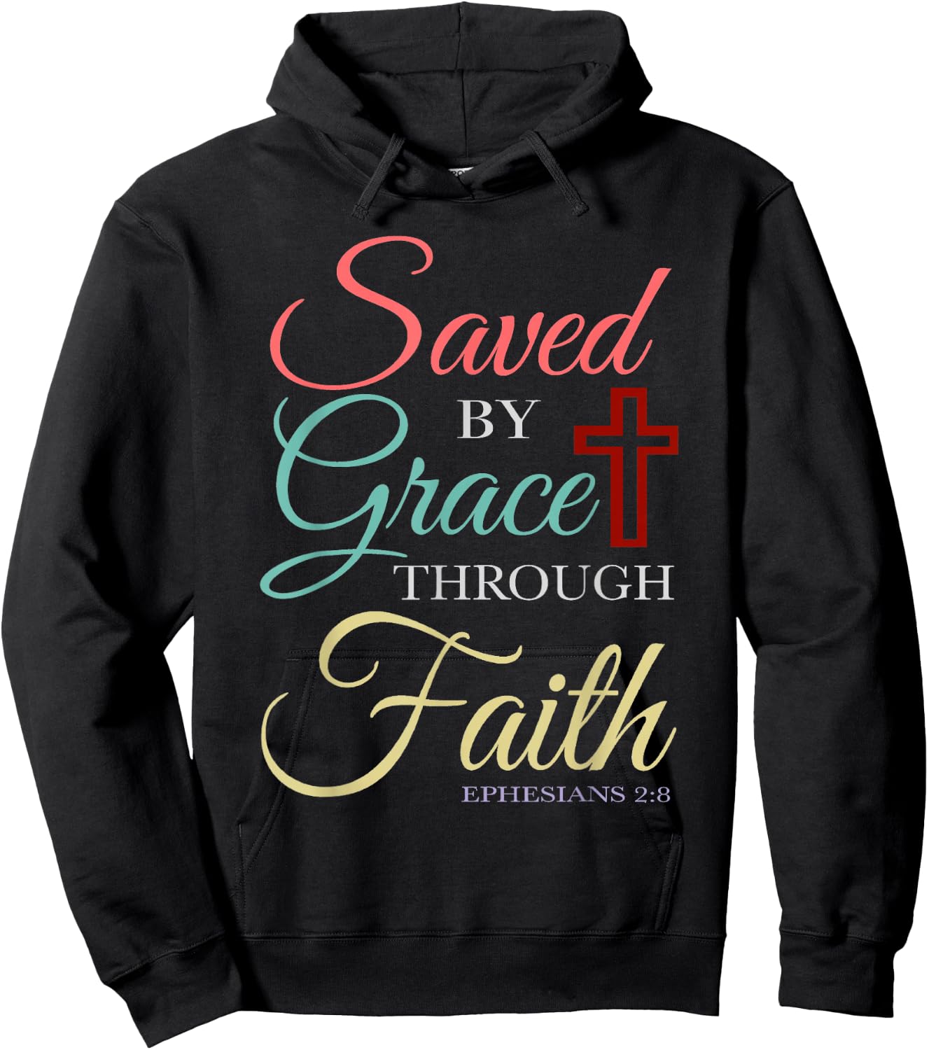 Saved By Grace Through Faith Christian Hoodie - Hoodie | Black