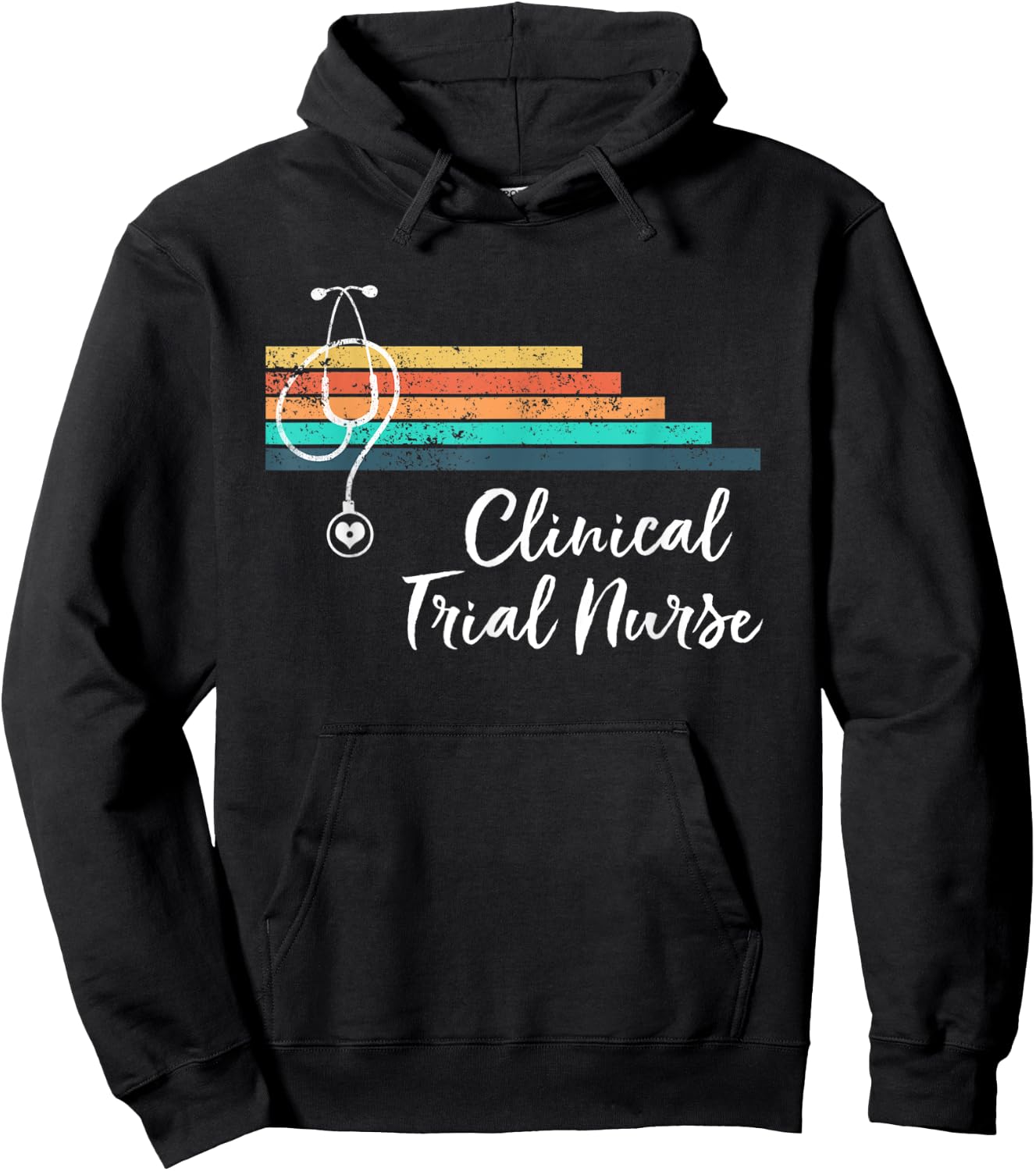 Retro Vintage Medical Stethoscope Clinical Trial Nurse Hoodie - Hoodie | Black