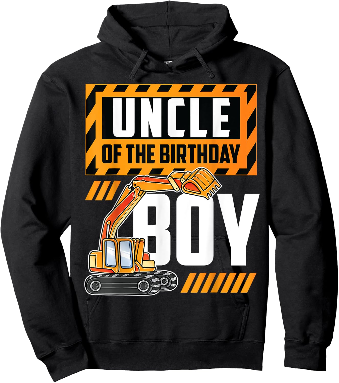 vehicle construction excavator Uncle of the Birthday Boy Hoodie - Hoodie | Black
