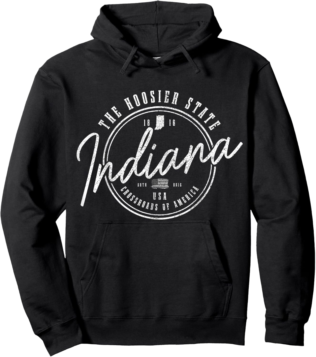Indiana The Hoosier State Est. 1816 USA America Souvenir Hoodie - Hoodie | Black
