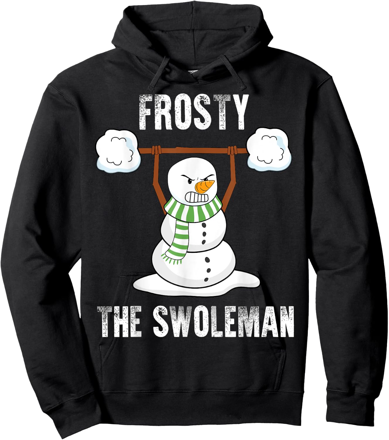 Frosty The Swoleman - Weightlifter Bodybuilding Christmas Hoodie - Hoodie | Black