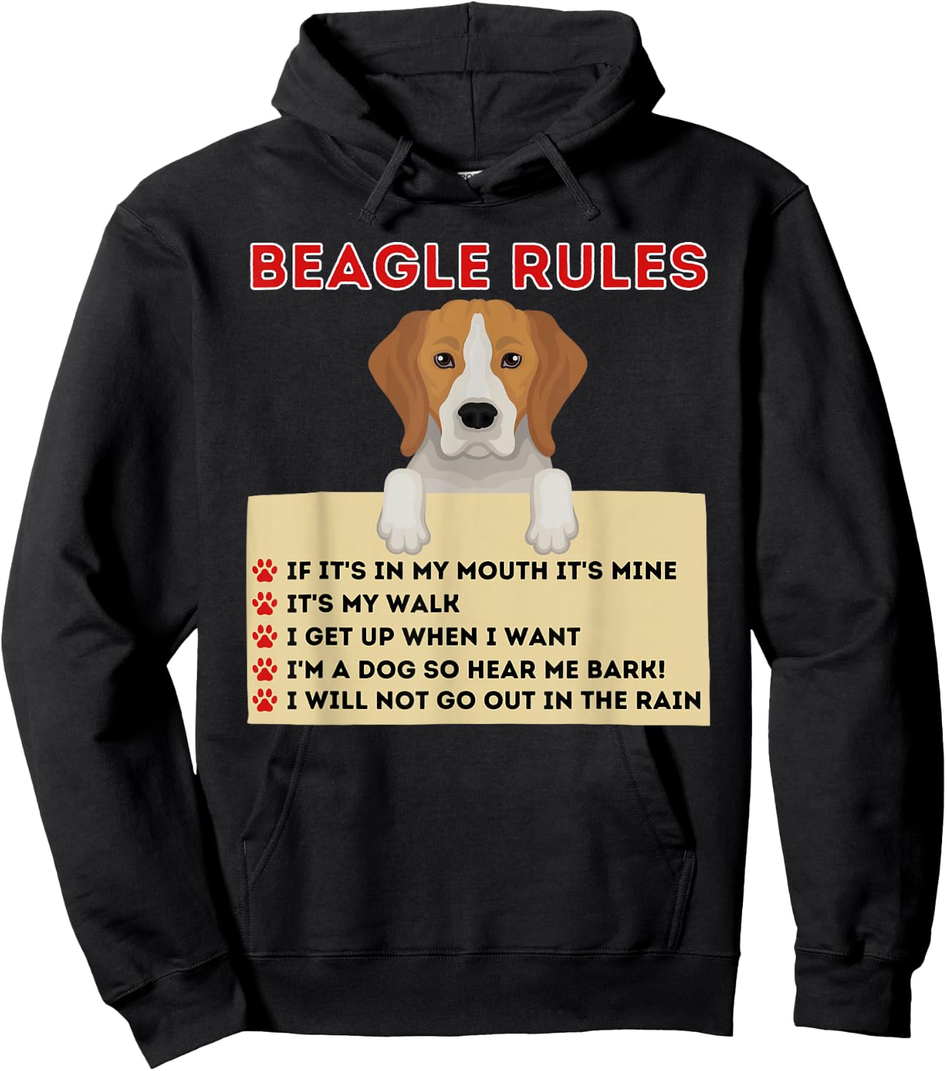 Beagle Rules For Owner - Funny Beagle Dog Lover Pet Owner Men Women Kids Hoodie - Hoodie | Black