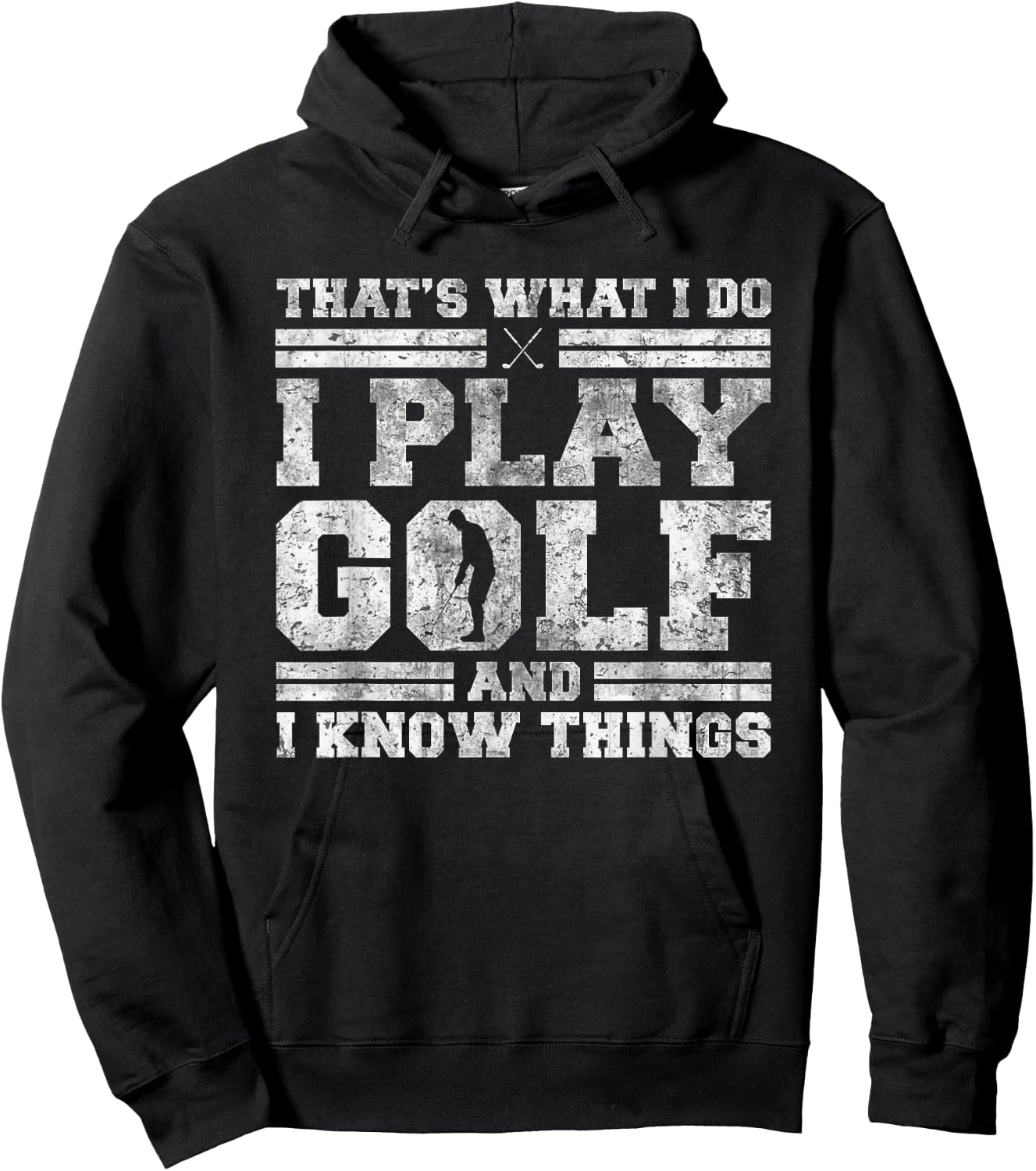Golfing Co. That's What I Do I Play Golf And I Know Things -Adults Black Short Sleeve Hoodie - Hoodie | Black