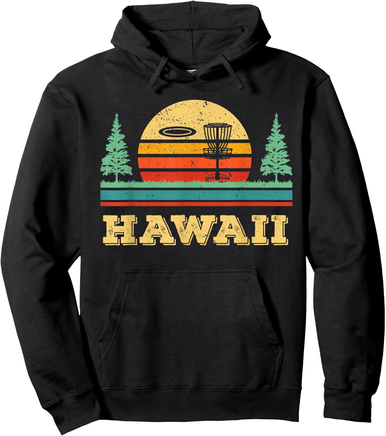 Retro Hawaii Disc Golf Vintage Disk Golfing Golfer Frisbees Hoodie - Hoodie | Black