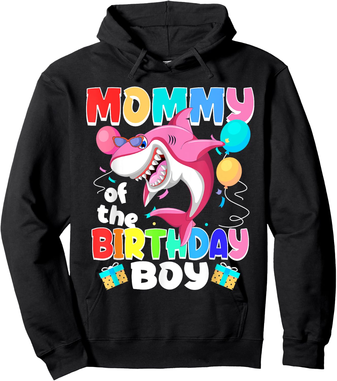 Mommy of the Birthday Boy Family Matching Party Shark Hoodie - Hoodie | Black