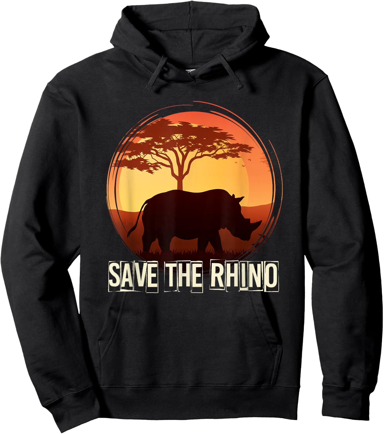 Africa Zoo Keeper Rhinoceros -Adults Black Animal Pattern Small Hoodie - Hoodie | Black