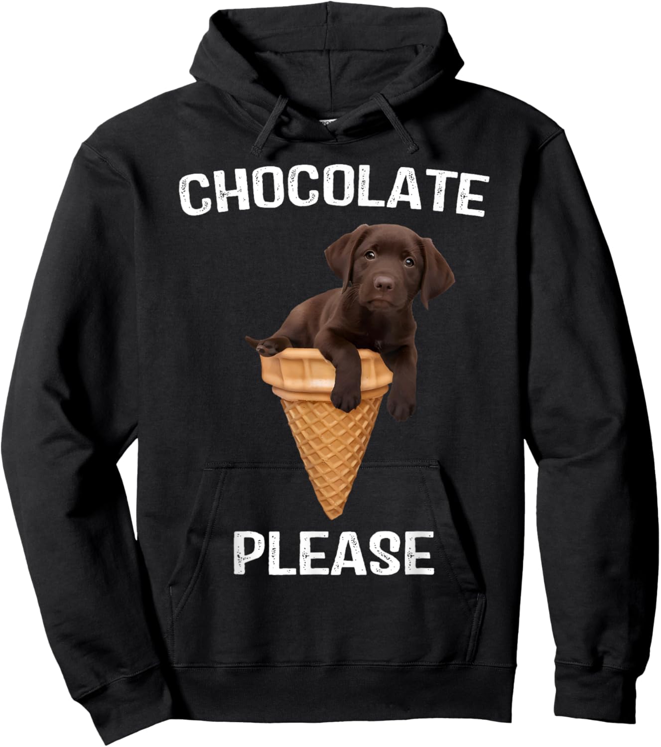 Chocolate Lab Waffle Cone Ice Cream Cute Labrador Puppy Dog Men Women Kids Hoodie - Hoodie | Black