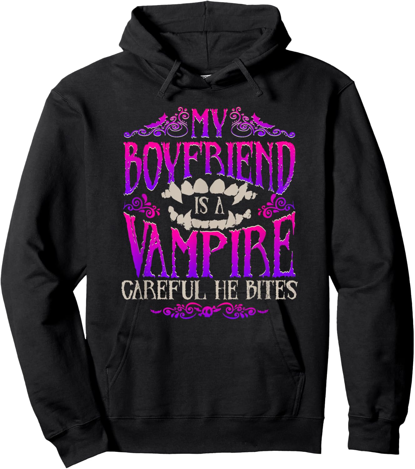 My Boyfriend Is a Vampire - Funny Halloween Design Hoodie - Hoodie | Black