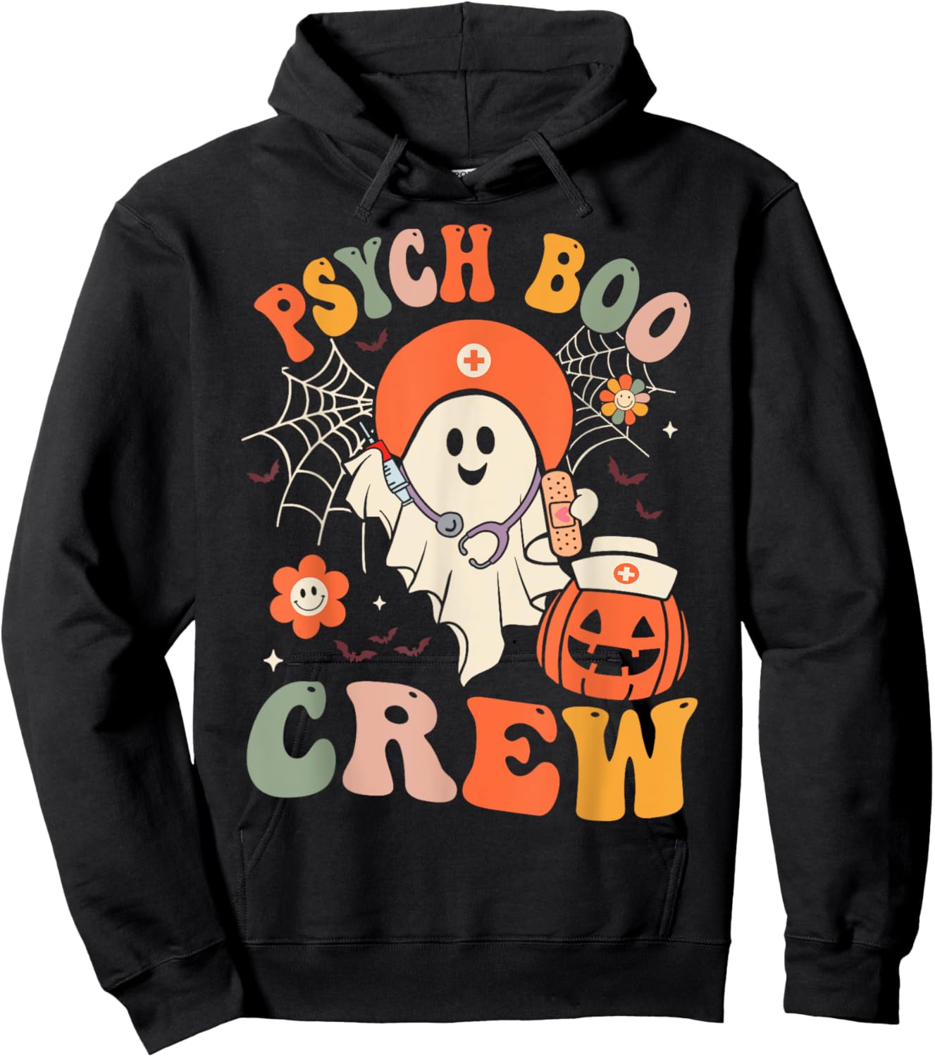 Psych Boo Crew Nurse Funny Halloween Easy Costume Hoodie - Hoodie | Black