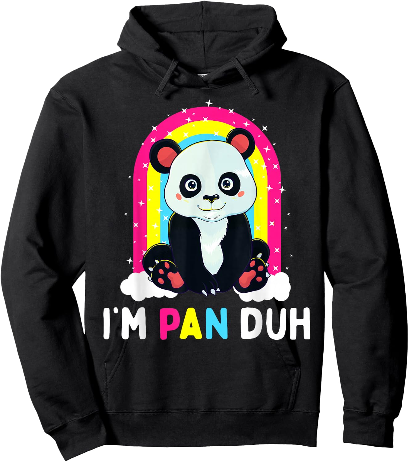 I'm Pan Duh Pansexual Pride Panda Rainbow Flag LGBT Gift Hoodie - Hoodie | Black