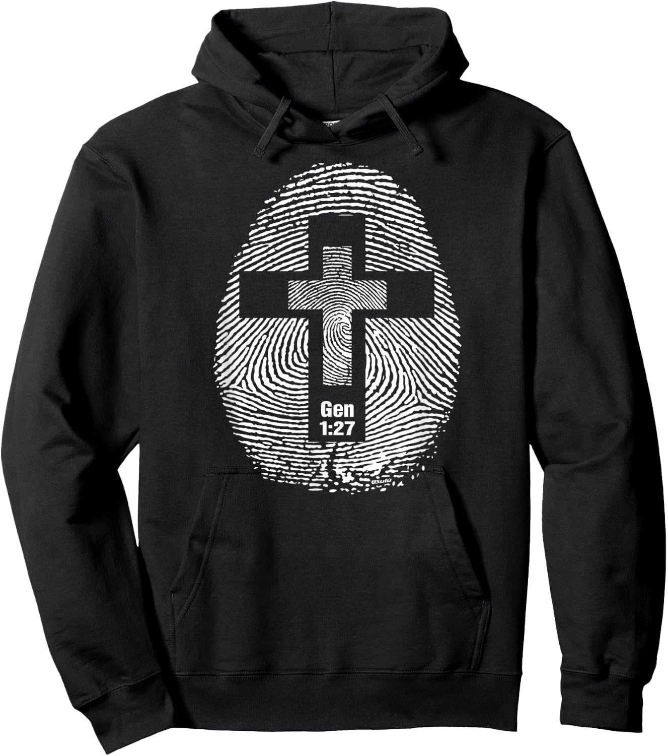 FINGERPRINT AND CROSS Design Christian-inspired ideas Hoodie - Hoodie | Black