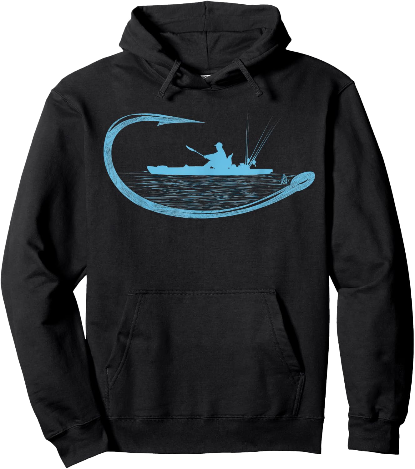 Kayak Fisherman Fishing Hook Graphic Kayaker Angling Hoodie - Hoodie | Black