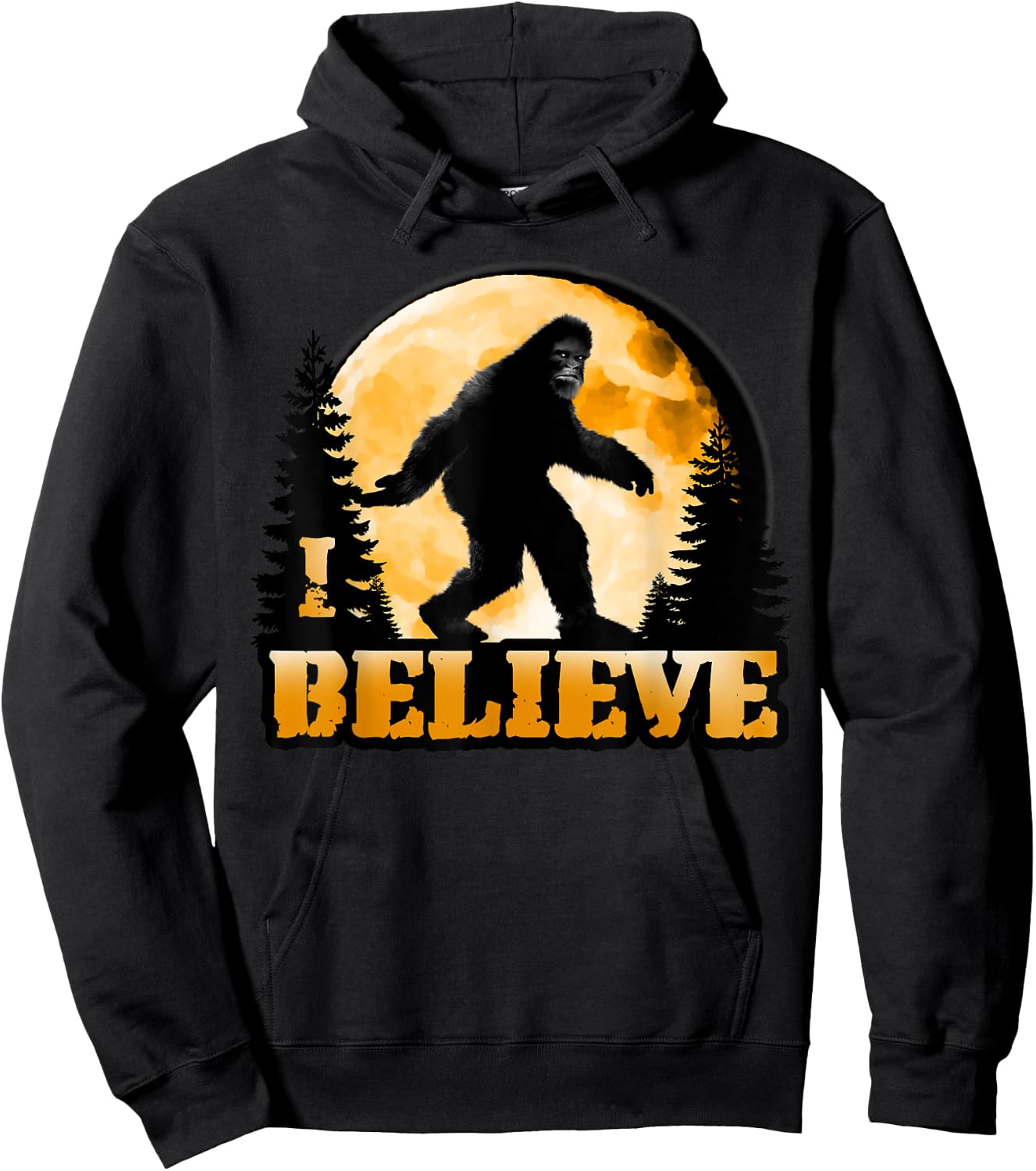I Believe Bigfoot: Yeti Sasquatch Wood Booger Skunk Ape Moon Hoodie - Hoodie | Black