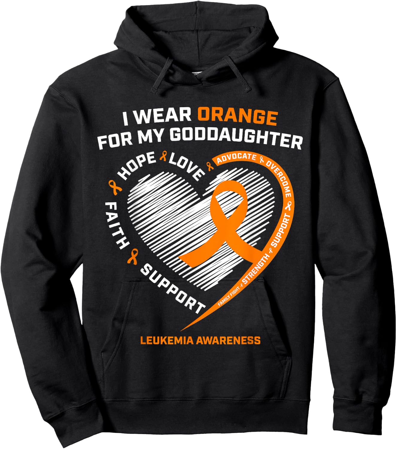 I Wear Orange For My Goddaughter Leukemia Cancer Awareness Hoodie - Hoodie | Black