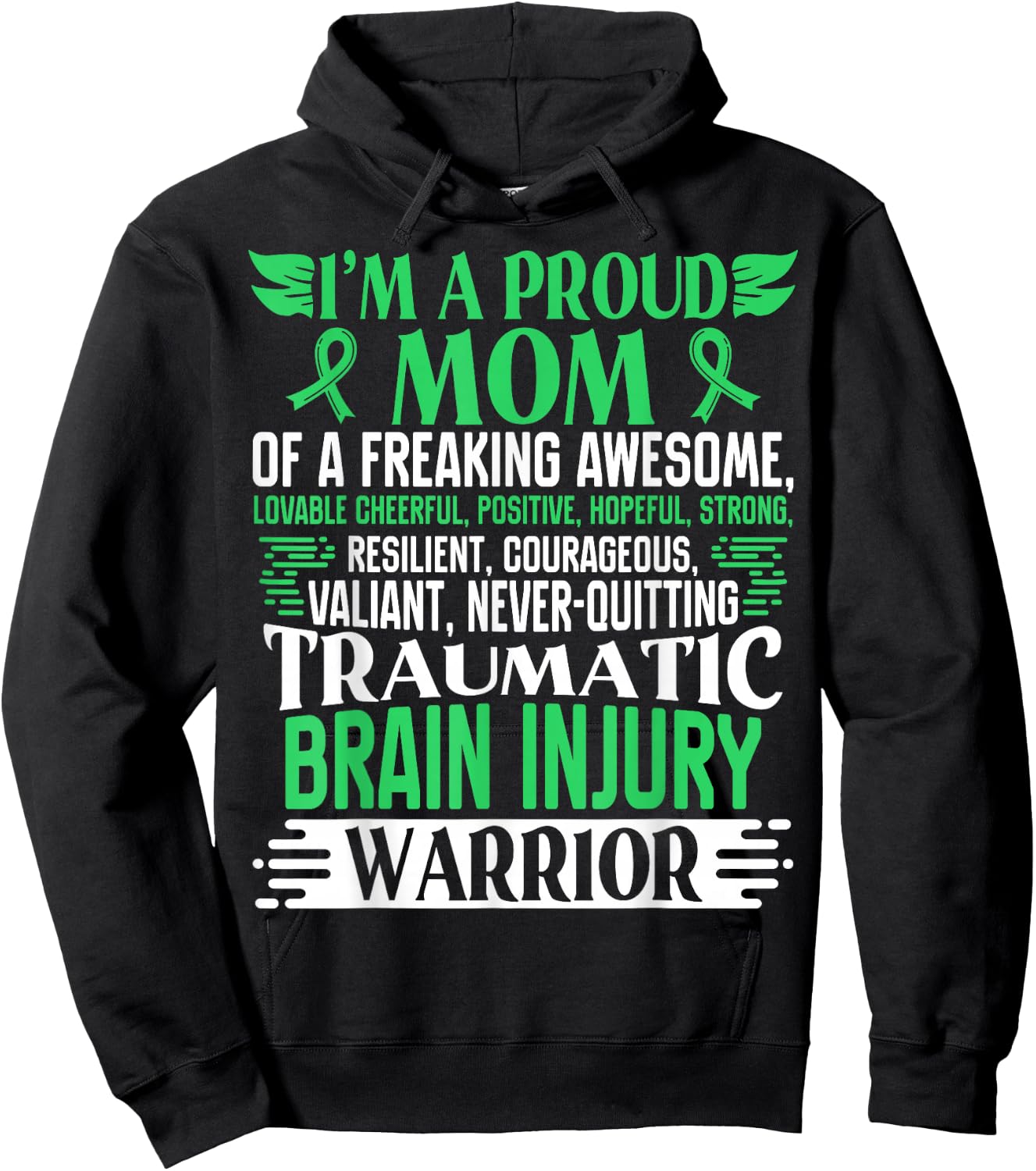 Traumatic Brain Injury Awareness Ribbon Mom TBI Gift Hoodie - Hoodie | Black