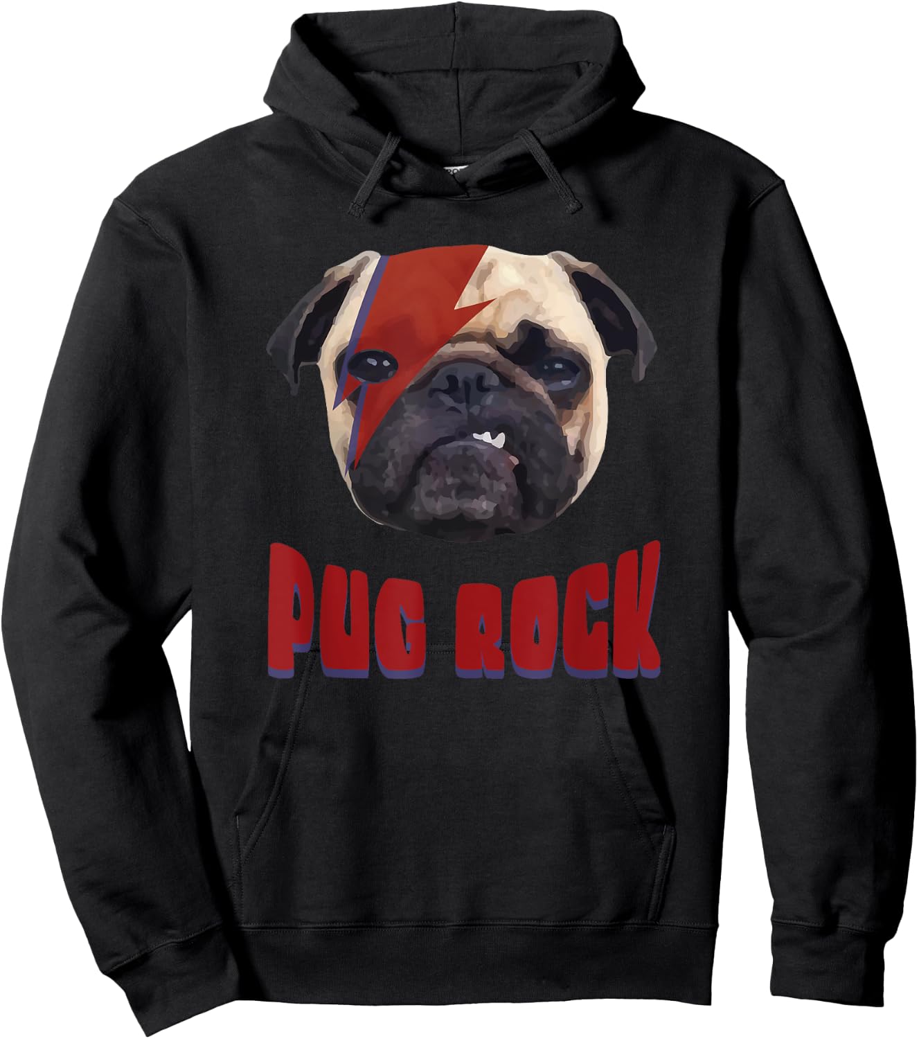 Pug Rock Funny Rockin Glam Dog Pug Face Retro Vintage Women Kids Hoodie - Hoodie | Black