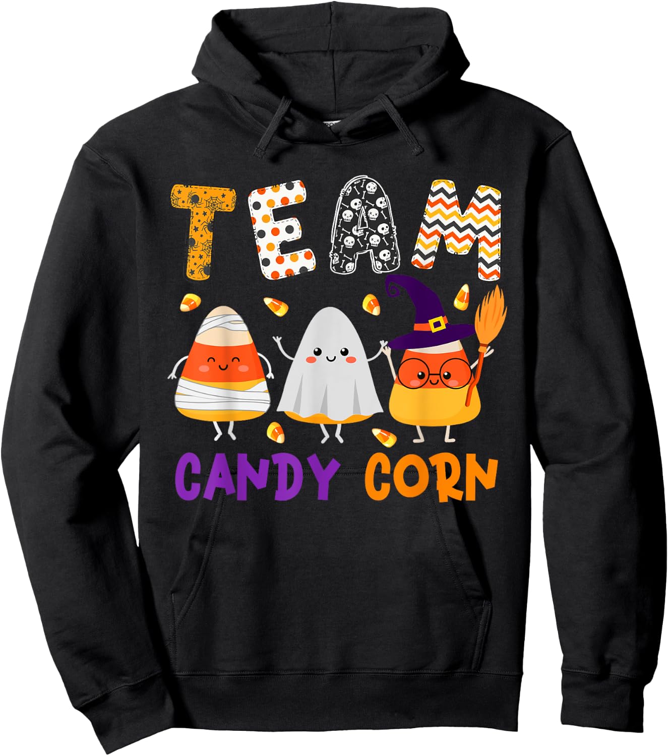 Team Candy Corn Halloween Candy Corns As Witch Boo Mummy Hoodie - Hoodie | Black