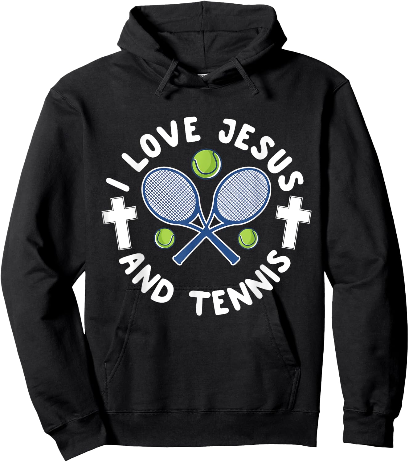 I Love Jesus And Tennis Cool Christian Sports Gift Hoodie - Hoodie | Black