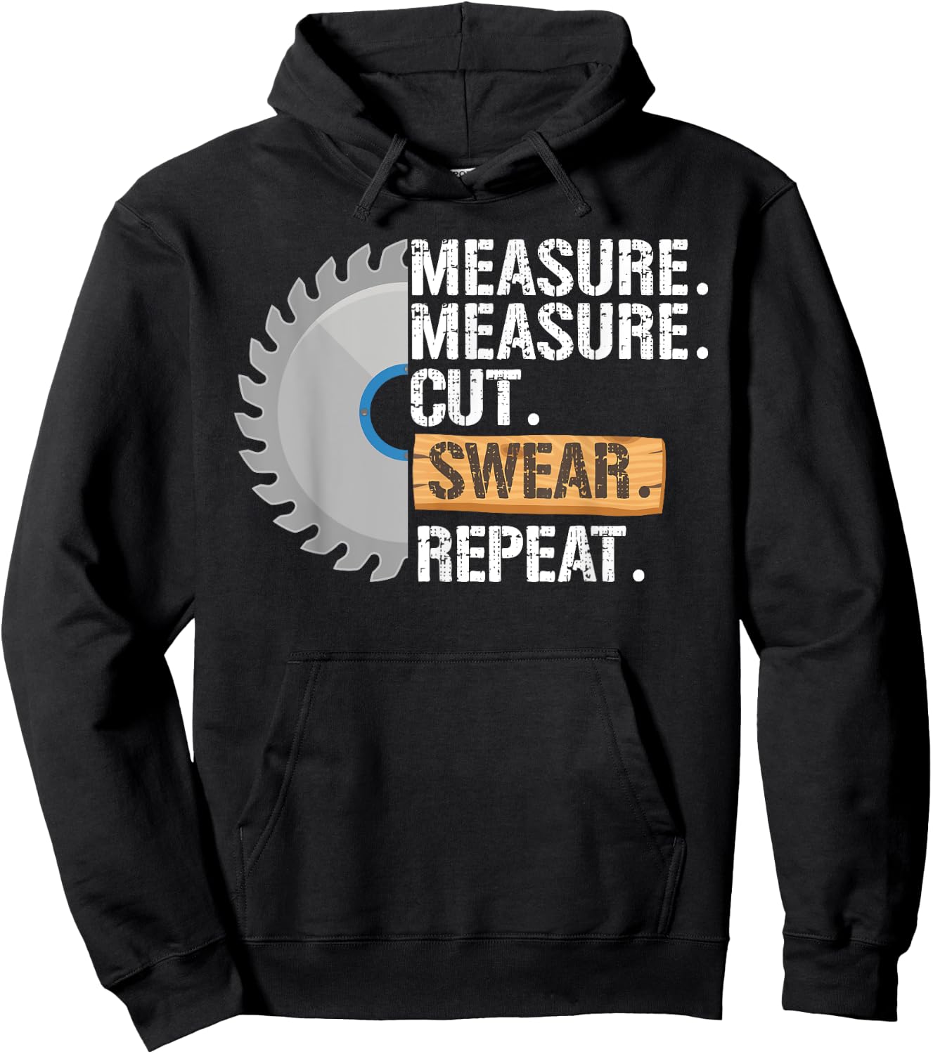 Funny Dad Measure Cut Swear Repeat Handyman Father Day Hoodie - Hoodie | Black