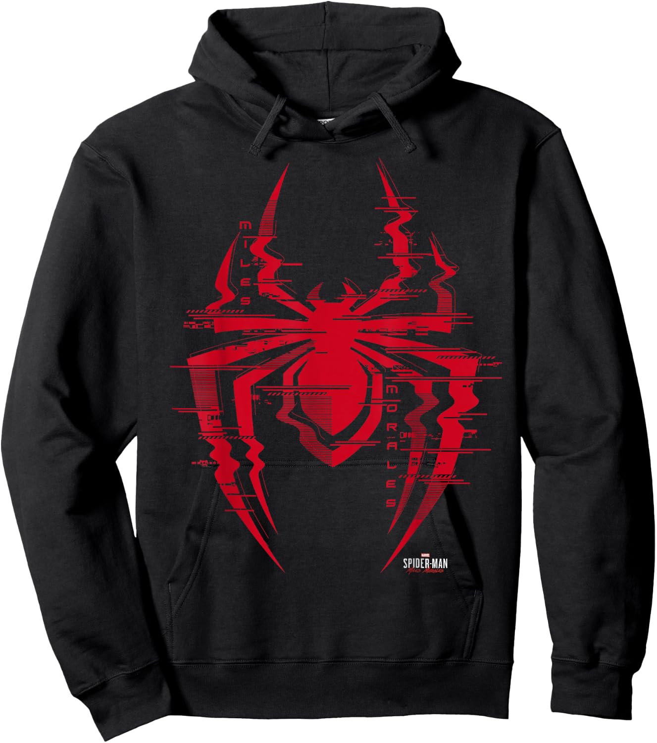 Marvel Spider-Man: Miles Morales Glitch Spider Logo Hoodie - Hoodie | Black