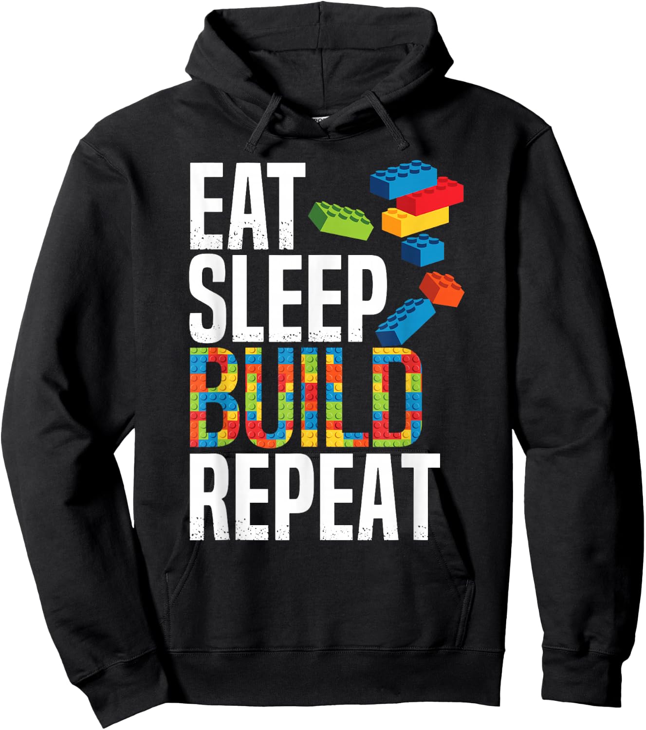 Eat Sleep Build Repeat Building Blocks Bricks Master Builder Hoodie - Hoodie | Black