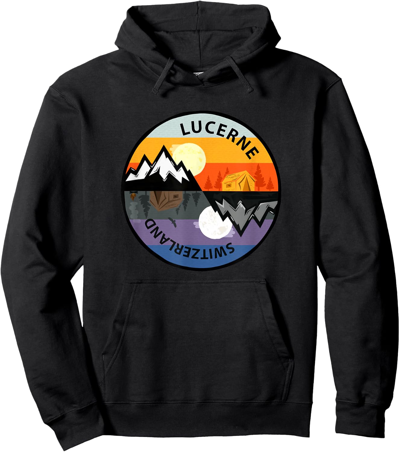 Retro Vintage Lucerne, Switzerland Souvenir Hoodie - Hoodie | Black