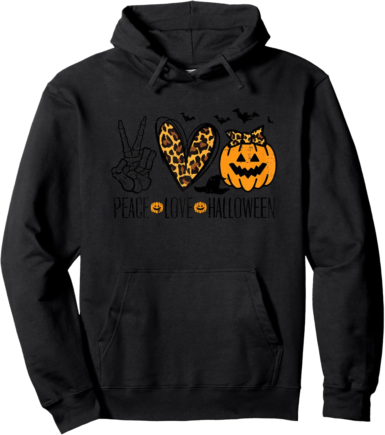 Peace Love Halloween Costume Women Girls Kids Toddler Youth Hoodie - Hoodie | Black