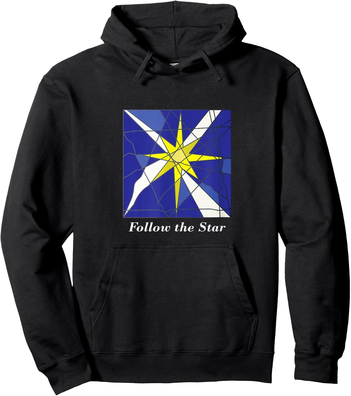 Stained Glass Style Star of Bethlehem Christmas Hoodie - Hoodie | Black