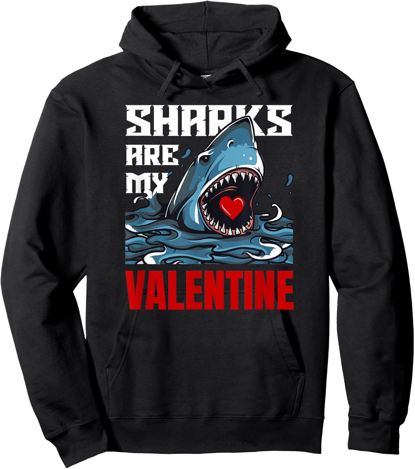 Sharks are my valentine funny vintage shark lovers gift Hoodie - Hoodie | Black
