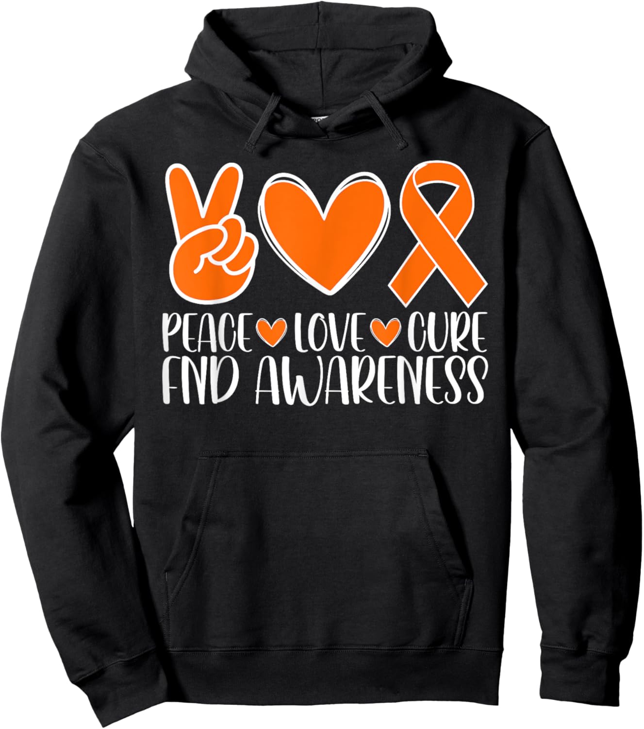 FND Awareness Peace Love Cure Hoodie - Hoodie | Black